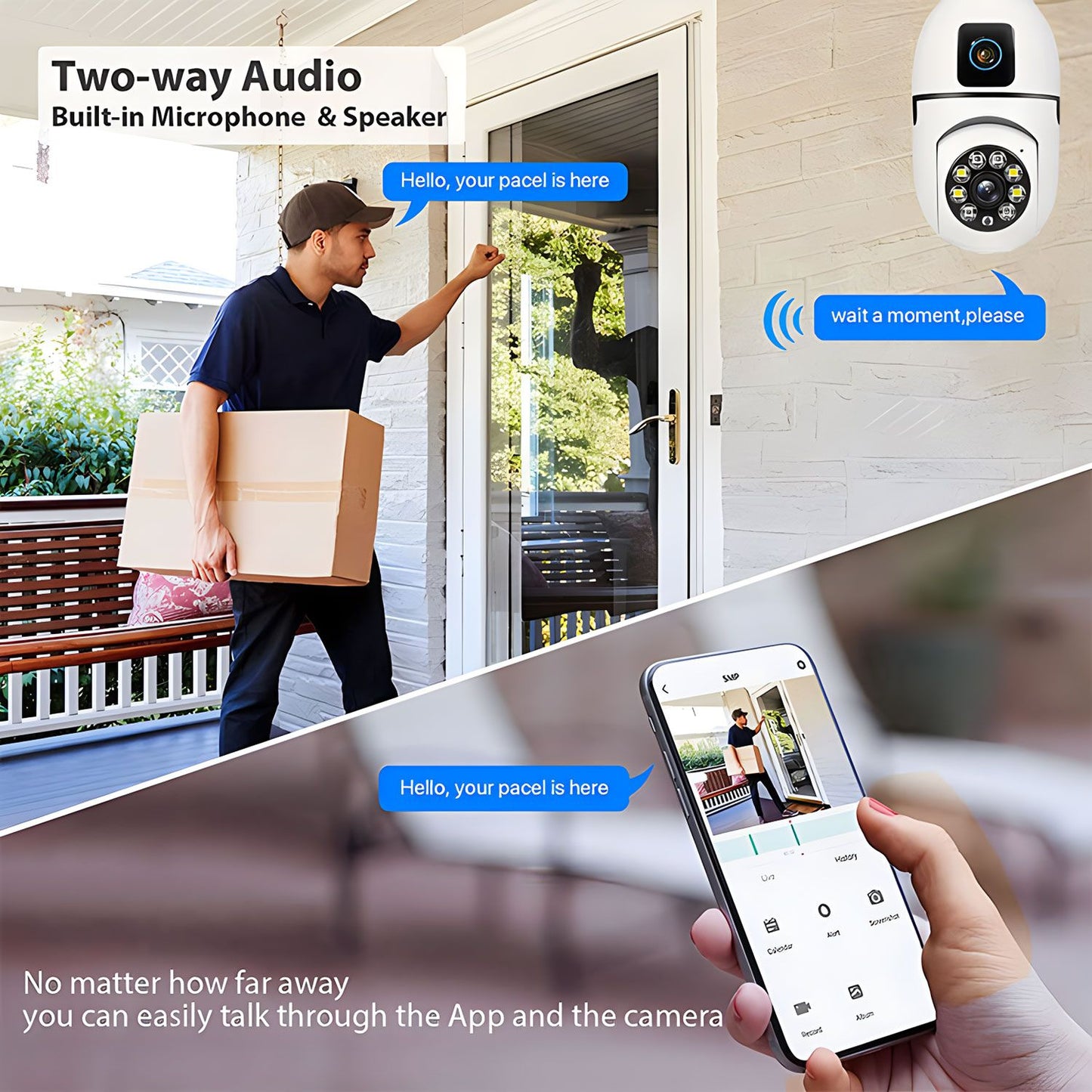 HD 1080P 2.4G Wifi Surveillance Camera Outdoor Dual Lens Dual Screen Security Protection Camera Video Surveillance Camera