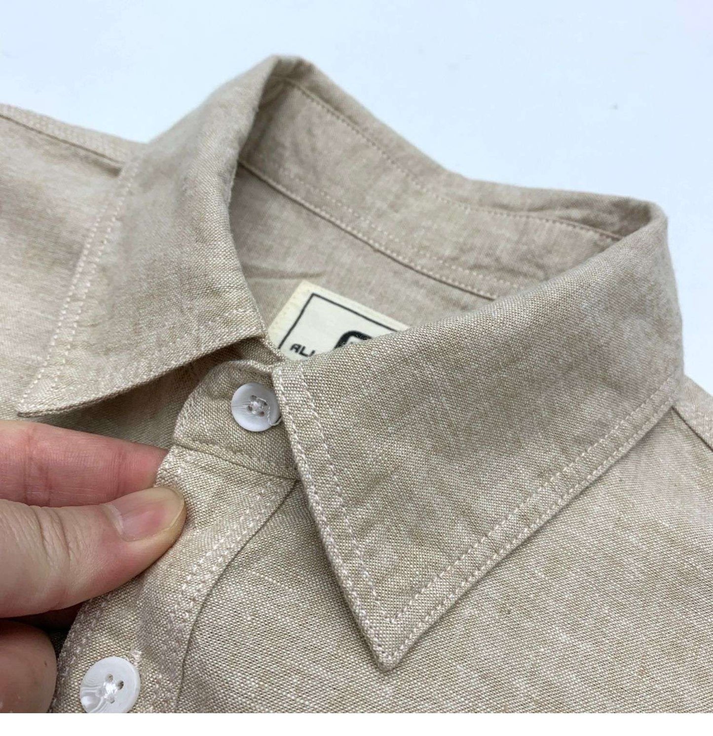 Sold Color Mens Cotton Linen Shirts Harajuku Casual Simple Comfortable Long Sleeve Loose Buttons Blouses Shirt With Chest Pocket