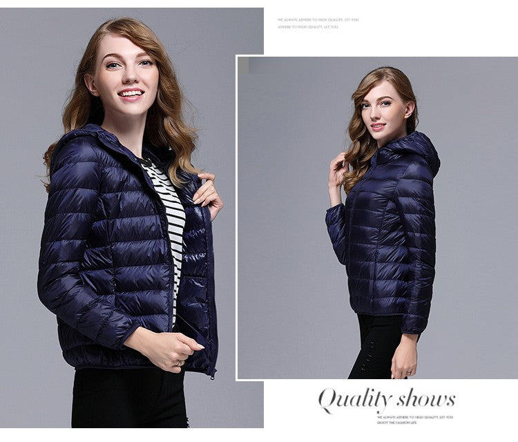 White Duck Down Winter Hoody Jackets Ultra-light Women Down Coats Puffer Long Sleeve Warm Slim Portable Thin Female Outwears 7XL