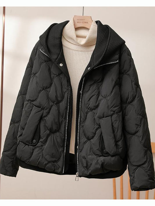 Fitshinling Fashion New In Warm Parkas Coat Outerwear Women Clothing Fake Two-piece Cotton Padded Quilted Winter Jacket Female