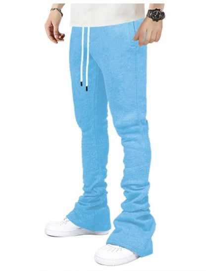 Plus Size Cargo Stacked Pants for Men Fleece Flare Sweat Pants Street Wear Men Pile Up Hiphop Pants New Design