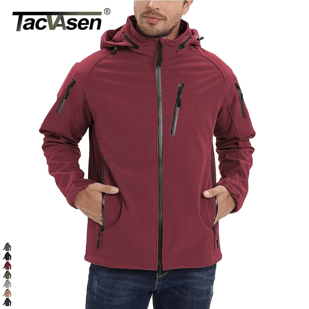 TACVASEN Fleece Lined Waterproof Jackets Mens Jacket Coats Outdoor Safari Windbreaker Winter Warm Work Jacket Outwear Windproof