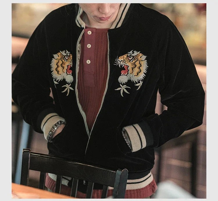 Non Stock Suka Reversible Souvenir Jacket Embroidered Sukajan Baseball Outerwear