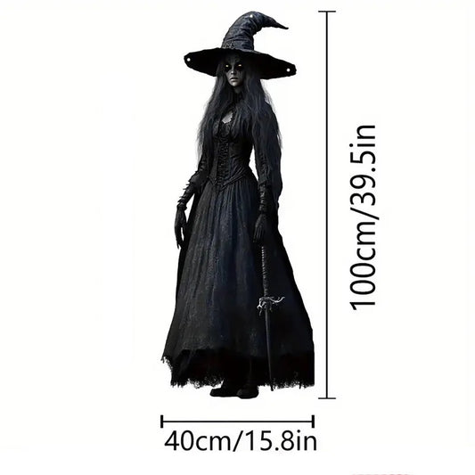 Gothic Halloween Witch Hanging Flag Horror Evil Background Cloth Halloween Atmosphere Haunted House Indoor Outdoor Decor