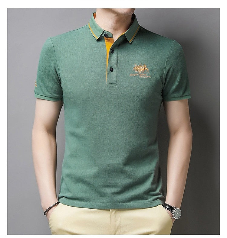 New Summer Embroidered Pure Cotton Men's Luxury Polo Shirt Top Casual Short Sleeved Fashionable Wrinkle Resistant Men's T-shirt