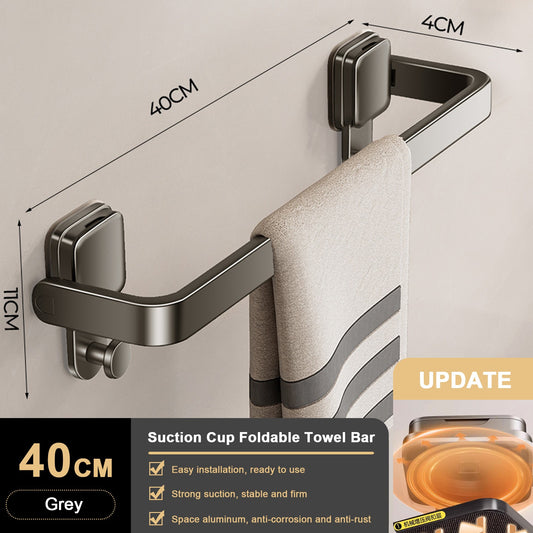 Suction Cup Folding Bathroom Hand Towel Rack Holder Wall Mount No Drill 30/40/50cm Towel Bar Apartment Space Saving