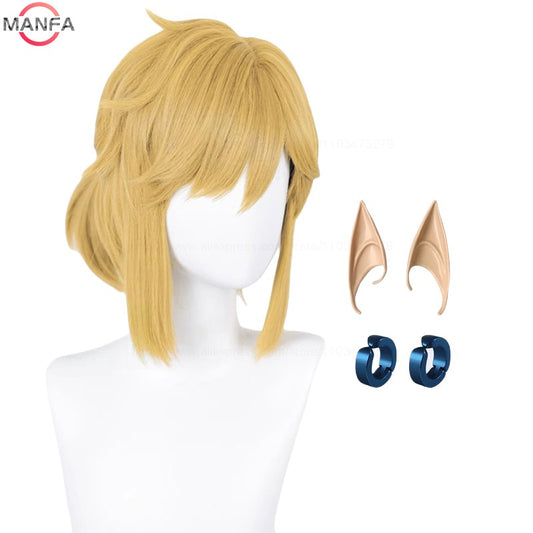 Peruca de Cosplay Link de Alta Qualidade Peruca Loiro Marrom Cosplay Anime Perucas Sintéticas Resistentes ao Calor Perucas de Halloween