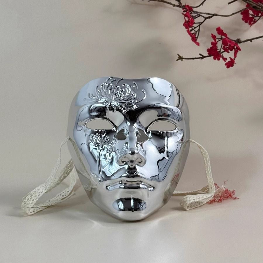 Chinese Style Full Face Adult Cosplay Hand Painted Manjusaka Mask Hanfu Ancient Costume Party Prop Halloween Mask
