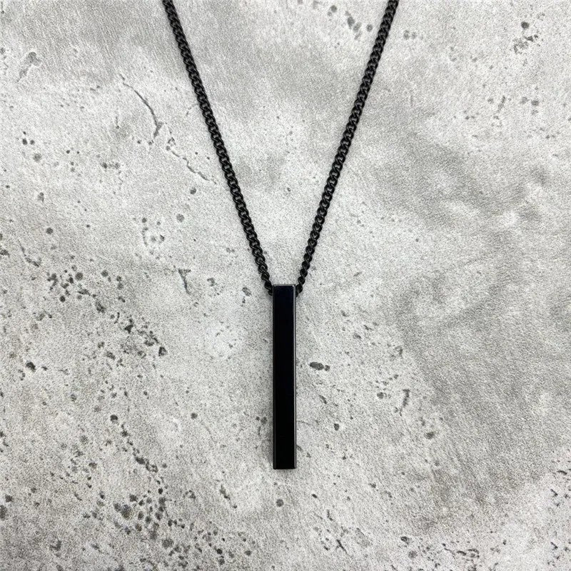 Colar Retangular Clássico Popular com Pingente Masculino Aço Inoxidável Corrente Cubana Preta Colar Masculino Presentes de Joalheria