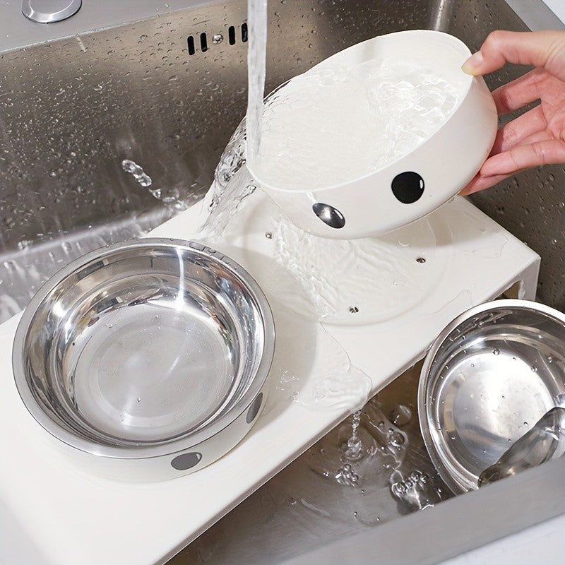Tigelas Elevadas para Cães Suporte Alto com Tigelas Duplas de Aço Inoxidável para Alimentos e Água para Cães e Gatos de Pequeno, Médio e Grande Porte