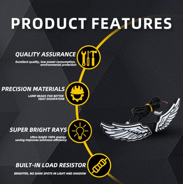 Motorcycle LED Wing Shape Eagle Eyes Light Rear Tail Lamp Decorative Light Creative Flashing Indicator Blinker Signal Light