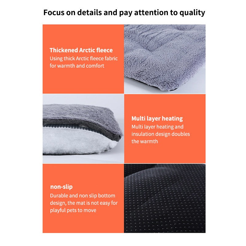 Self-Warming Heated Pet Pad Thick Indoor/Outdoor Mat for Dogs & Cats Energy-Saving Cushion Bed Anti-Slip Kennel Mat Pet Supplies