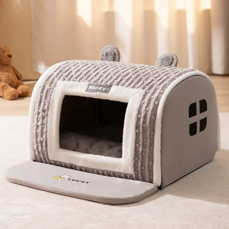 Casa de Cachorro de Inverno Casinha Quente para Cães Tapete Removível Lavável Cama Ninho para Cães Tenda para Sono Profundo para Cães de Porte Médio e Grande Suprimentos para Cães