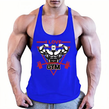 Mens Fashion Gym Singlet, Muscle Stringer Tank Top, Fitness Bodybuilding Vest, Lightweight Durable Sleeveless Workout Shirt