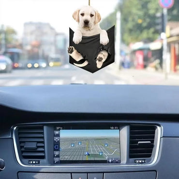 Plush Puppy Rearview Mirrors Pendant Car Hanging Ornaments Auto Interior Hanging Decoration for Car Funny Toy Gift for Men Women