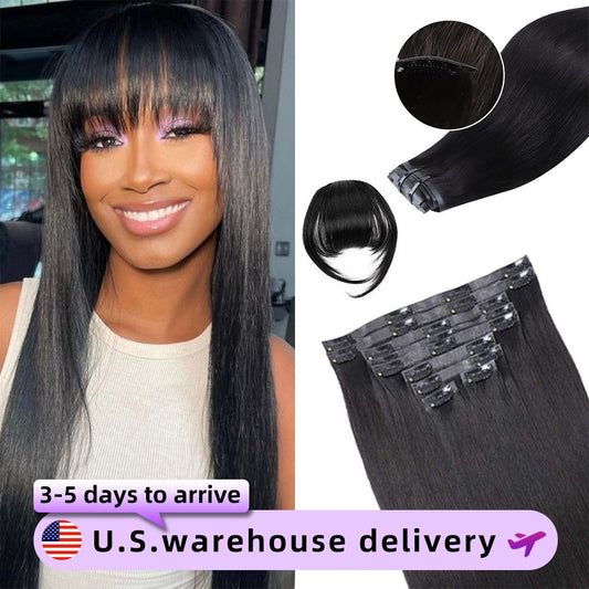 Extensões de Cabelo Humano Liso de 30 Polegadas com Presilhas Cor Natural Brasileiro 100% Remy Cabelo Humano 140G 10 Peças/Conjunto Cabeça Completa Para Mulheres
