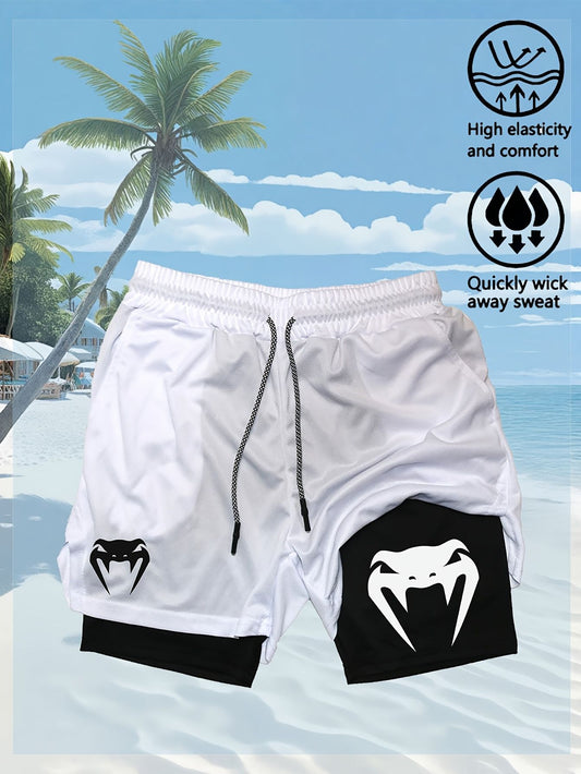 Men's Quick-Dry Training Shorts with Elastic Waistband and Drawstring Breathable Moisture-Wicking Athletic Shorts