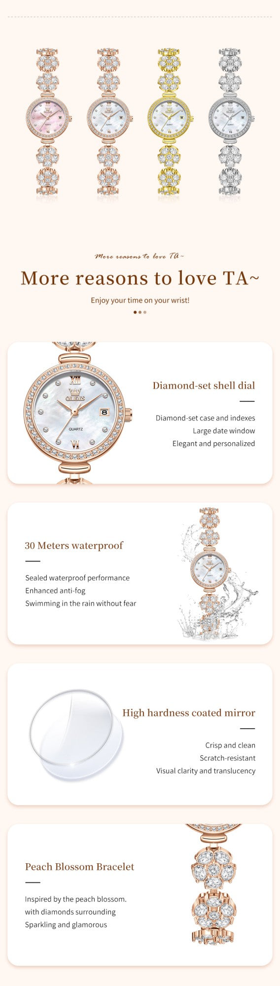 OLEVS 5638 Women Watches Original Elegant Quartz Watch Waterproof Luminous Date Ladies Set Bracelet Watch Girls Gift Reloj Mujer