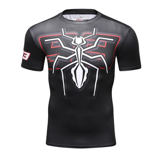 Sportswear Men T-shirt 3D Printing Ant Pattern Novel and Simple, Elastic Compression and Quick-drying Fitness Bodybuilding Shirt