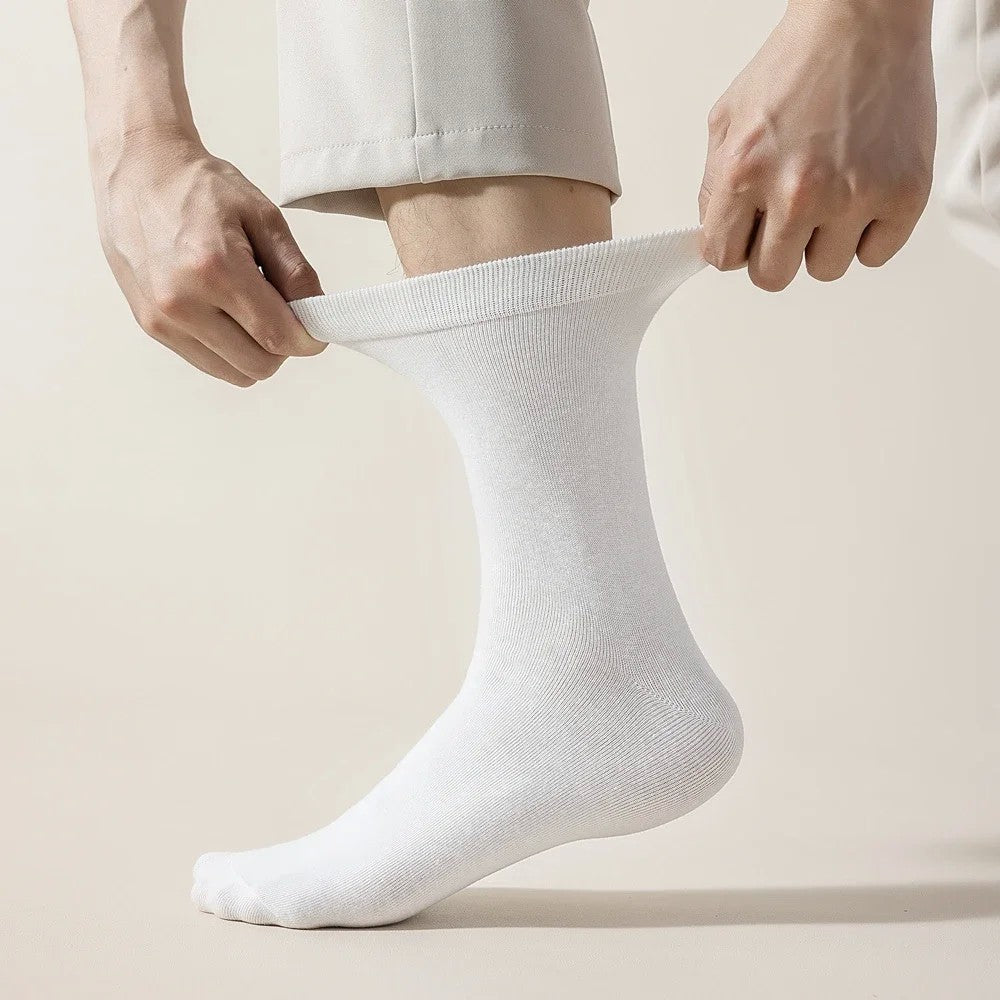 6 Pairs EUR44-50 Plus Size Men Socks High Quality Cotton Socks Breathable Mid Tube Sports Business Socks Black White