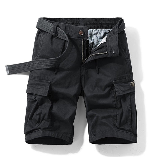 Men's Casual Loose Cotton Work orts American Retro Sle Five-Quarter Length Youth Faion Summer Apparel Straight Leg Fit