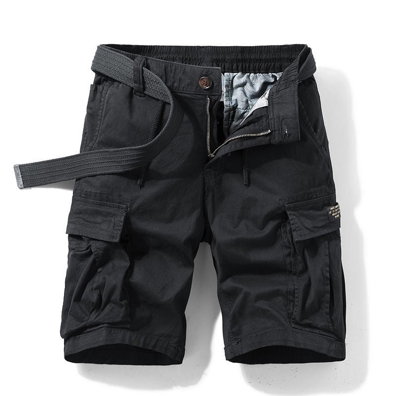 Men's Casual Loose Cotton Work orts American Retro Sle Five-Quarter Length Youth Faion Summer Apparel Straight Leg Fit