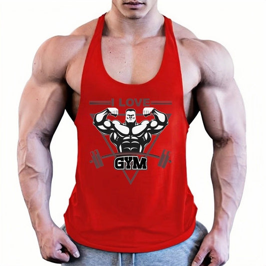 Mens Fashion Gym Singlet, Muscle Stringer Tank Top, Fitness Bodybuilding Vest, Lightweight Durable Sleeveless Workout Shirt