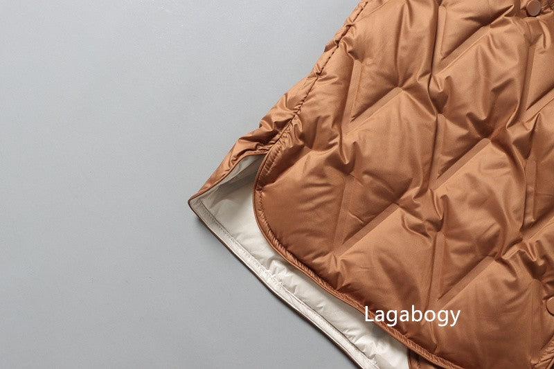 Lagabogy 2025 New Autumn Winter Women Ultralight White Duck Down Long Jacket Female Single-Breasted Double Sided Puffer Coat