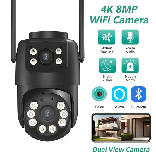 BELIA 4K 8MP WiFi Surveillance Camera,4X Digital Zoom, PTZ IP Camera ONVIF Dual Lens, AI Human Detect, Outdoor Security ICSEE