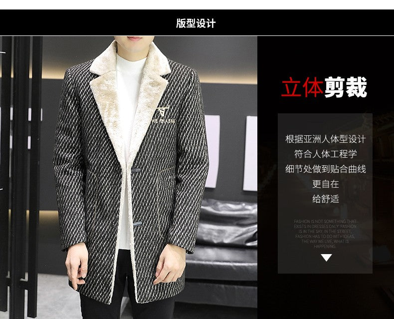 2021 Winter Corduroy Wool Blends Jacket Men Plus Velvet Thickened Warm Overcoat Casual Business Social Windbreaker Men Clothing