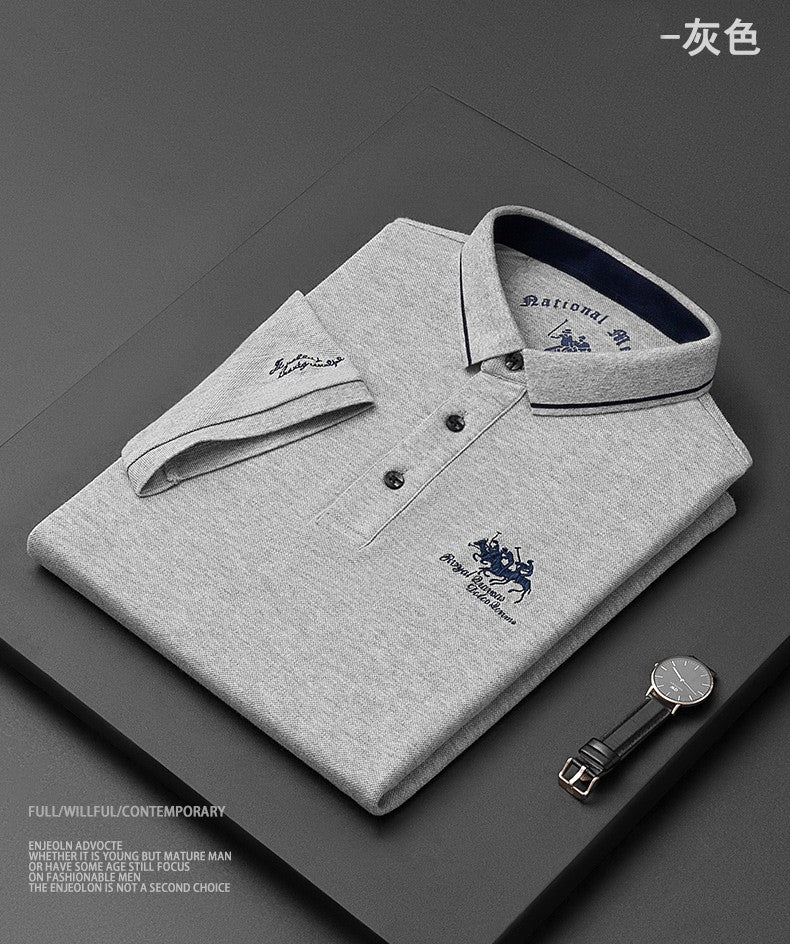Summer New Embroidered Cotton Short Sleeved Polo Shirt for Men's Fashion, Casual, Comfortable, and Breathable T-shirt Top