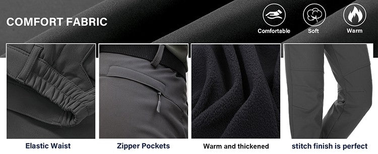 TRVLWEGO Winter Men Camping Hiking Pants Tactic Travel Soft Shell Warm Waterproof Fleece Windproof Outdoor Trekking Trousers