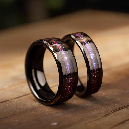 Black tungsten carbide ring anillo bague homme pareja de compromiso fashion jewelry Men's wedding bands Galaxy engagement rings
