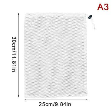 Black White Durable Mesh Drawstring Bag Storage Pouch Multi Purpose Home Travel Outdoor Activity Laundry Bag Stuff Sack