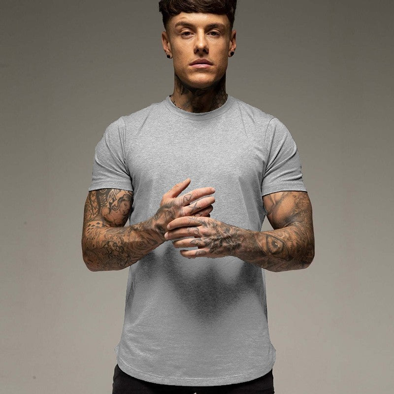 Plain Summer Workout Gym T-Shirt Mens Cotton Short Sleeves T Shirt Casual Tee Tops O-neck Streetwear Fashion Sports Clothing