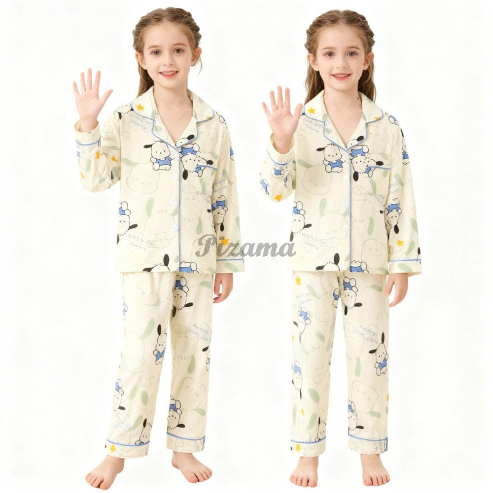 Children's Full Sleeve Button Down 2piece Kuromi Girls Pajamas Sets Boys Cinnamorolls Pyjamas Suits Kids Loungewear Homewear
