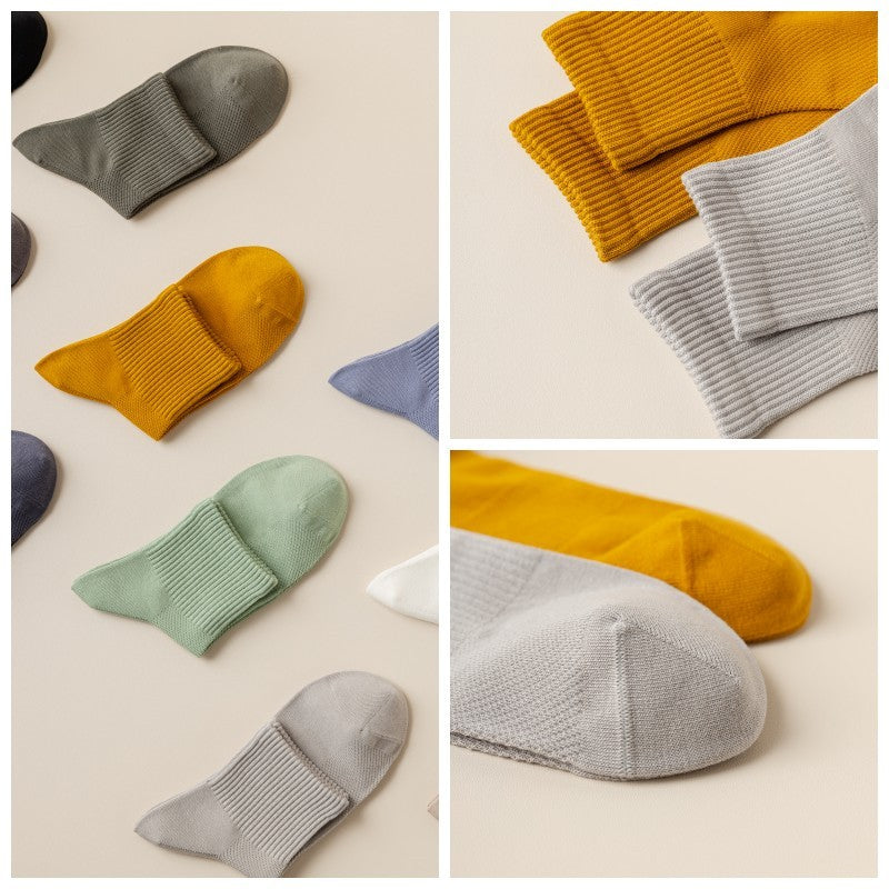 5/10 Pair Men's Cotton Socks High Quality Breathable Mesh Socks Durable Solid Color Casual Socks Fashion Dress Socks Man