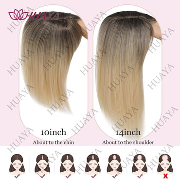 14Inch Hair Toppers for Women with Thinning Hair Heat-Resistant Synthetic Ladies Wiglets Toppers - Ombre Dark Root to Blonde