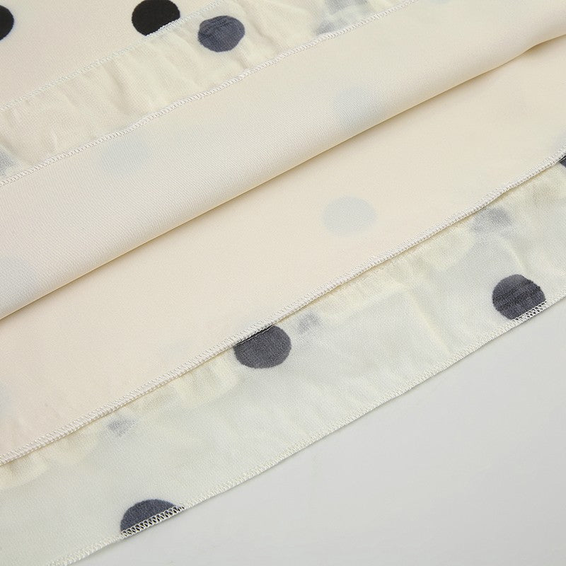 BIIKPIIK Casual Women Polka Dot Skirts Lettuce Trim Beige Elegant Midi Skirts St