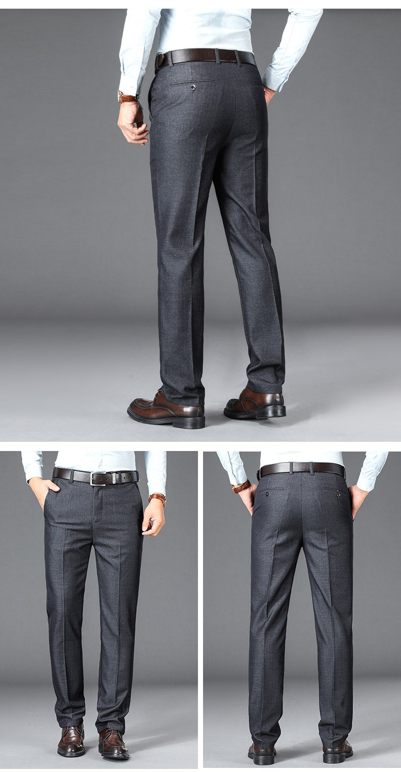 New Business Casual Suit Pants Men Solid High Waist Straight Office Formal Trousers Mens Classic Style Suit Long Pants Plus Size