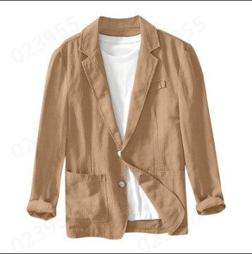 Stylish Retro Linen Blazer for Men Casual Business Formal Wear, Youthful and Loose Suit Jacket -70% Linen, 30% Cotton -8 Colors