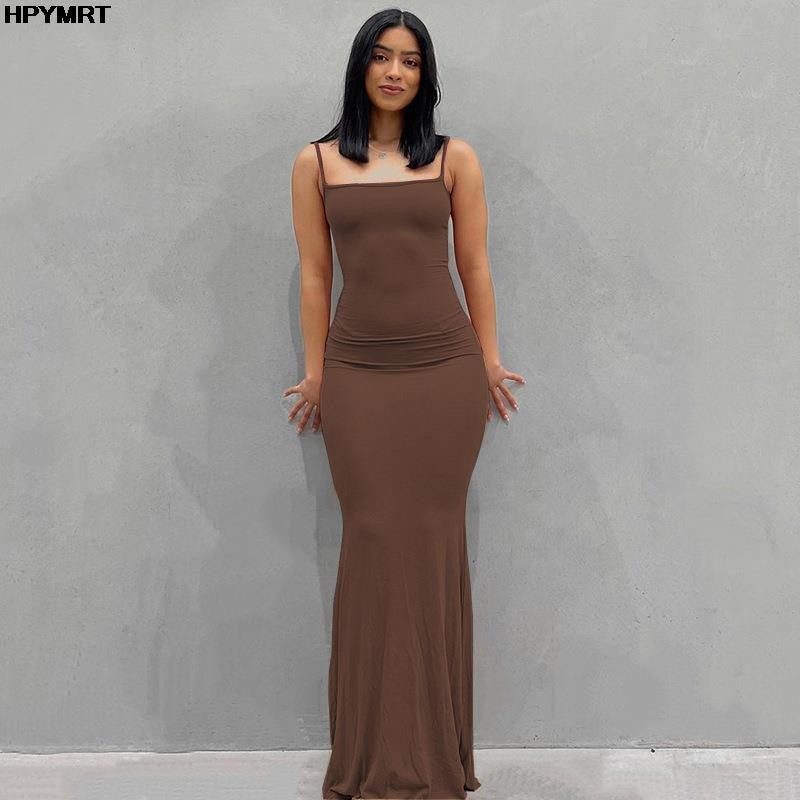 Satin Slip Sleeveless Backless Slim Sexy Maxi Dress 2022 Spring Women Party Y2K