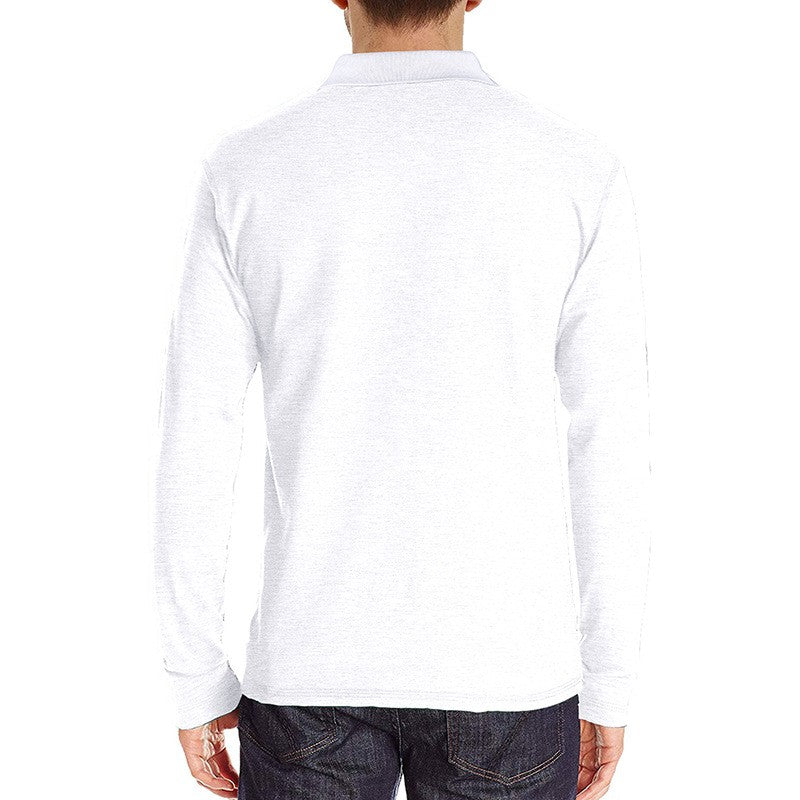 Spring Trend Men's Long Sleeve Casual Tshirt Solid Lapel Button Up Pullover Tops Autumn Turn Down Collar Bottoming Polo Shirt