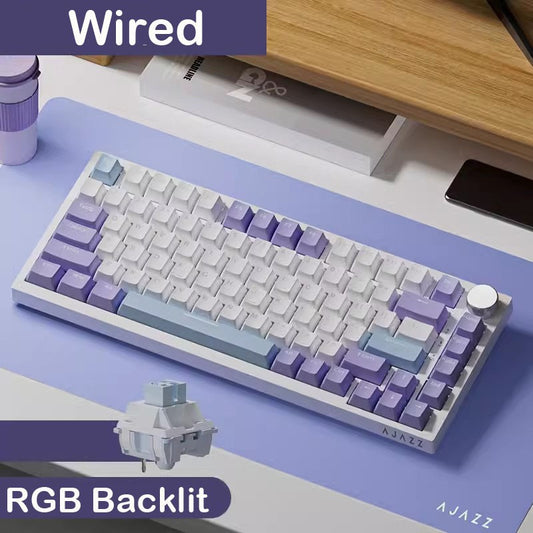 AJAZZ AK820 Teclado Mecânico para Jogos Sem Fio Hot Swap, Layout 75%, Switches Trocáveis, Conectividade de Três Modos