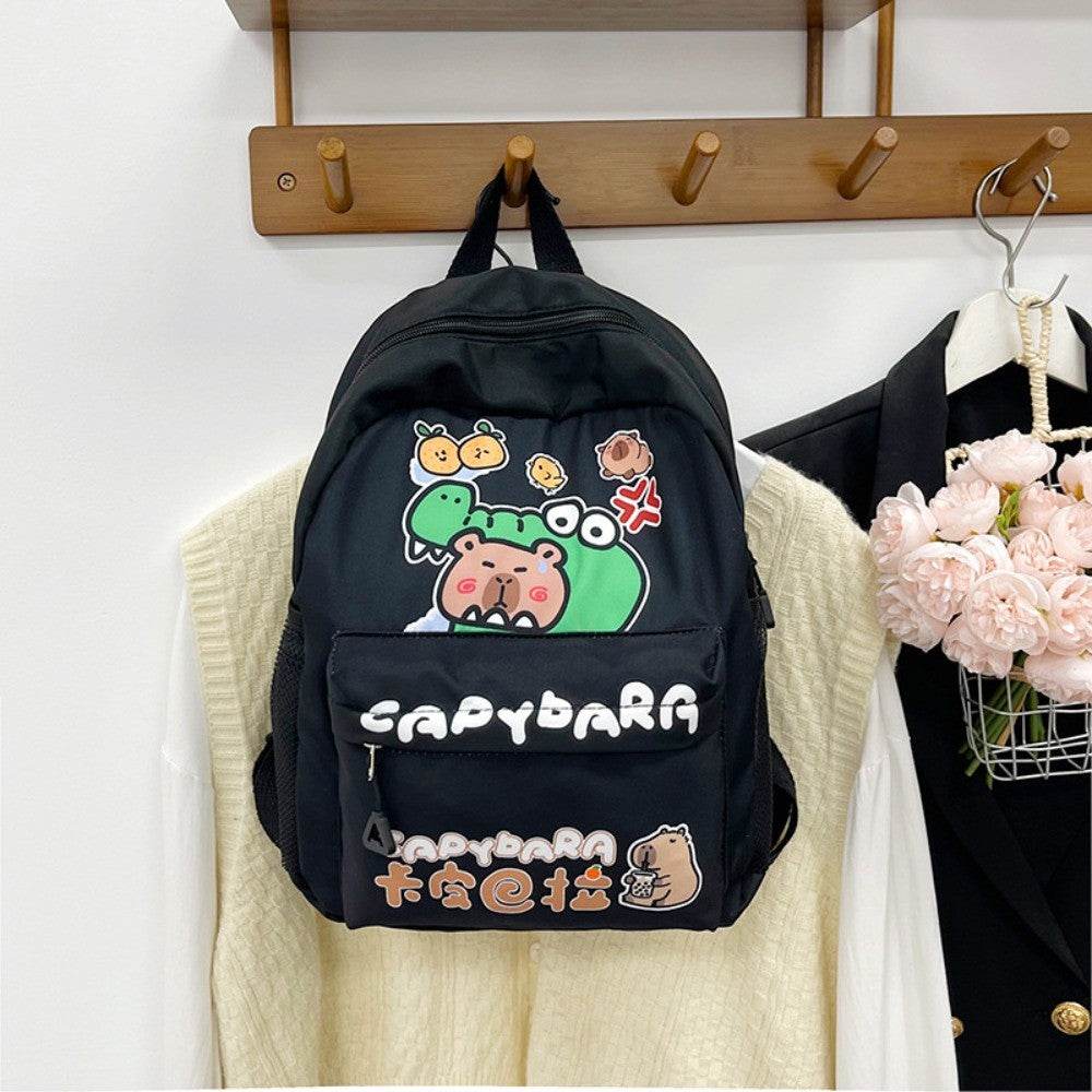 Creative Cute Capybara Backpack Large Capacity Cartoon Animal Lightweight Multi Functional Schoolbag Kids Boys Girls Rucksack