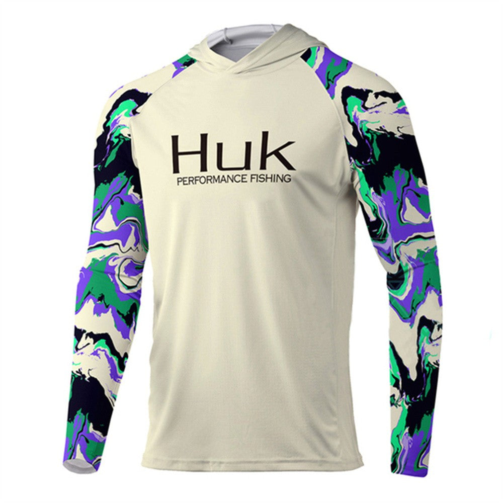 Camisa de Pesca HUK com Capuz Camisa de Pesca Masculina Manga Longa Proteção Uv 50 Camisas de Pesca Vestuário Roupa de Pesca ao Ar Livre