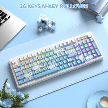 Attack shark K100 Wireless Gaming Keyboard,99 Keys Tri-Mode BT/2.4GHz/USB-C Creamy Color Keyboard with Number Pad RGB