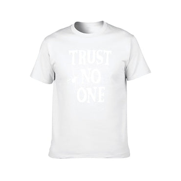 Trust No One Spider in a Spiderweb Quote T-Shirt man t shirts cotton black cotton t-shirt plain for man package T-Shirt