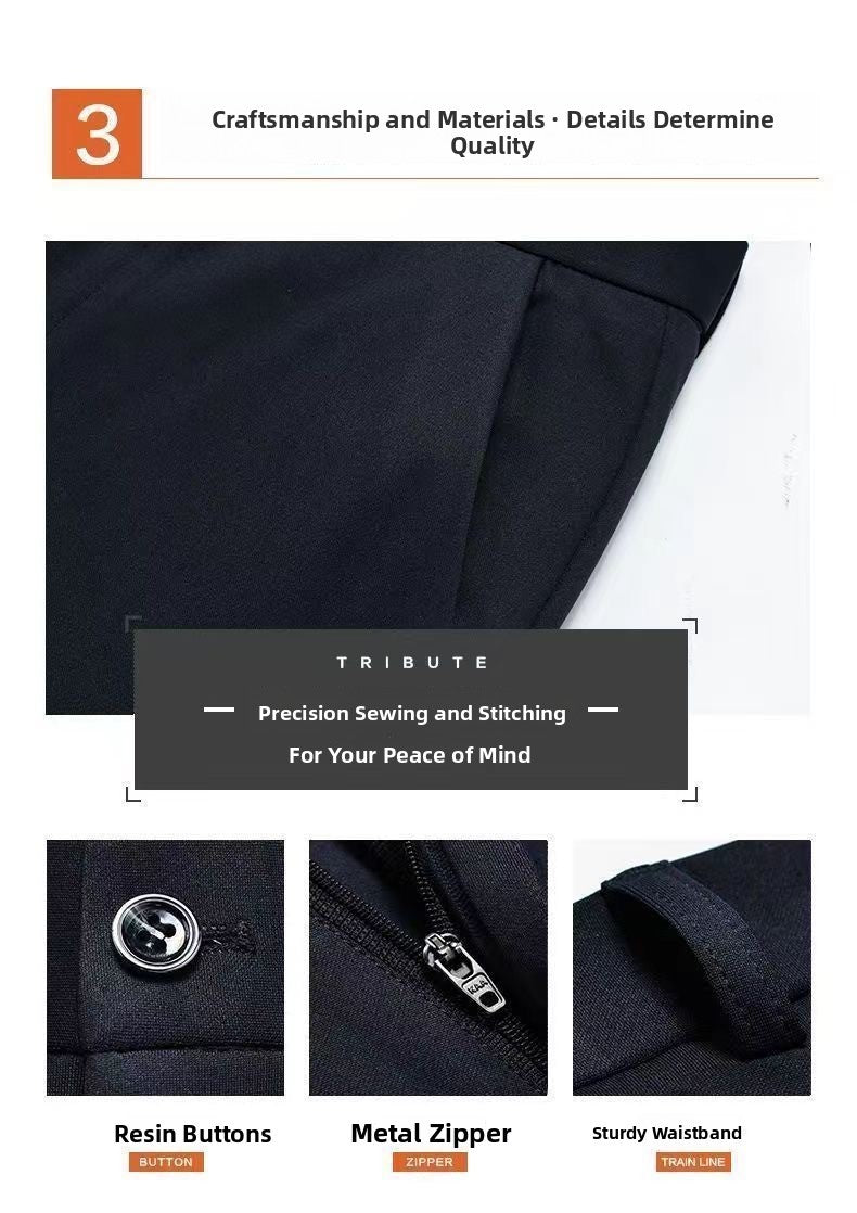 Casual Straight Leg Men's Pants Slim Fit Light Weight Tailored Westwear Summer Thin Blue Color Drapey Nine-Piece Suit Pants