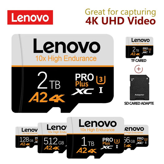 Lenovo SD Card 2TB High Speed C10 U3 SD Memory Card 1TB A2 4K Micro TF SD Card 128GB 256GB TF Card 512GB For Camera UAV Tablet